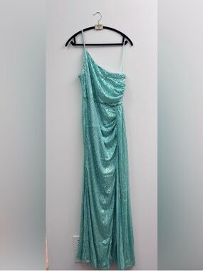 Elegant Seafoam Green Sequin Evening Gown